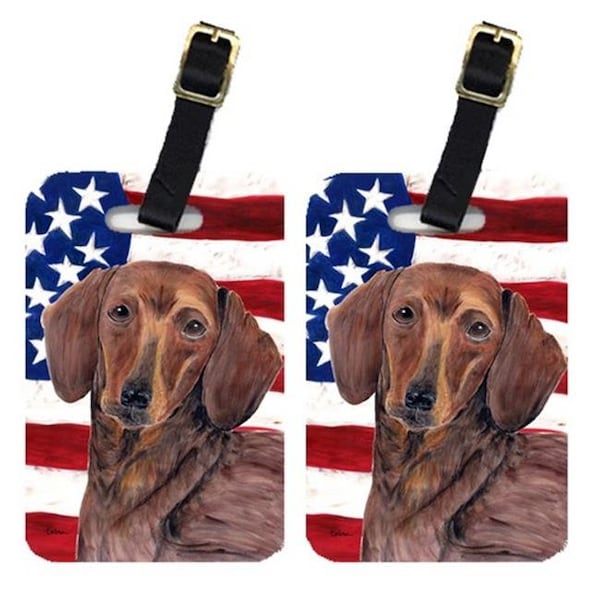 Carolines Treasures Carolines Treasures SC9010BT Pair Of USA American Flag With Dachshund Luggage Tags SC9010BT - main